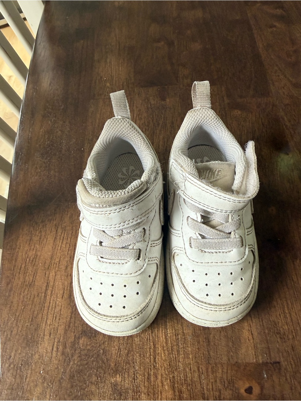 Kids White Nike Velcro Sneakers - Size 5